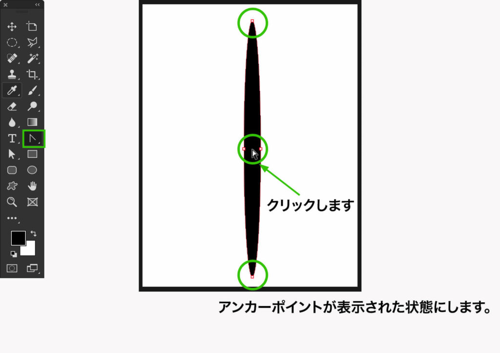 アンカーポイントを表示させる